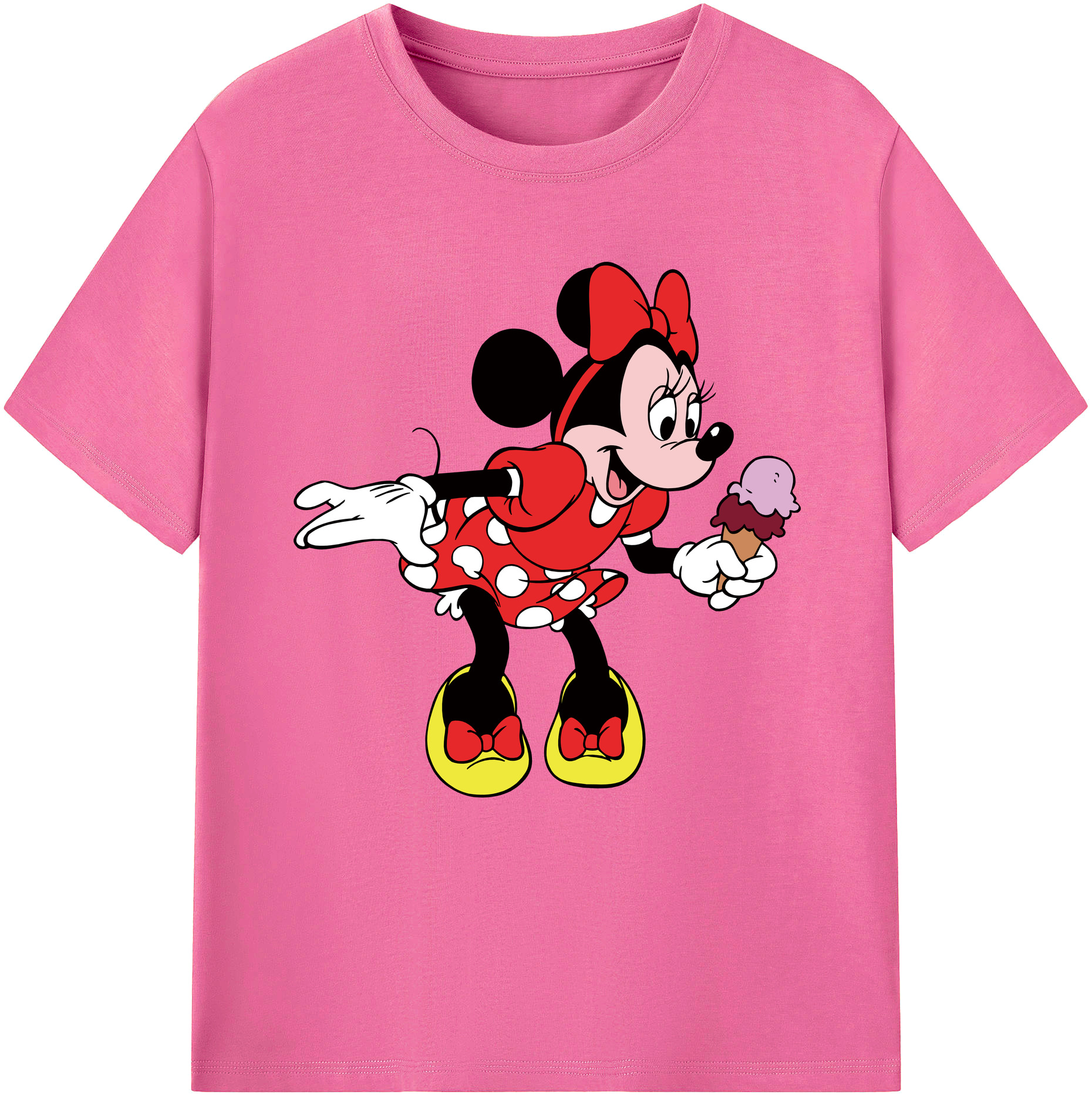 （画像用） ミッキーマウス Mickey Mouse レディースカジュアルプリントTシャツ（綿100％）